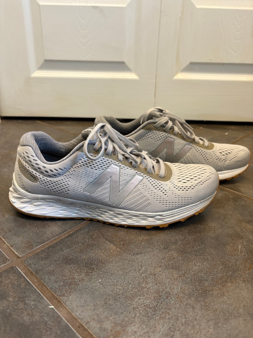 New Balance Gray and Gum-Trim Running Shoes - Picture 4 of 9